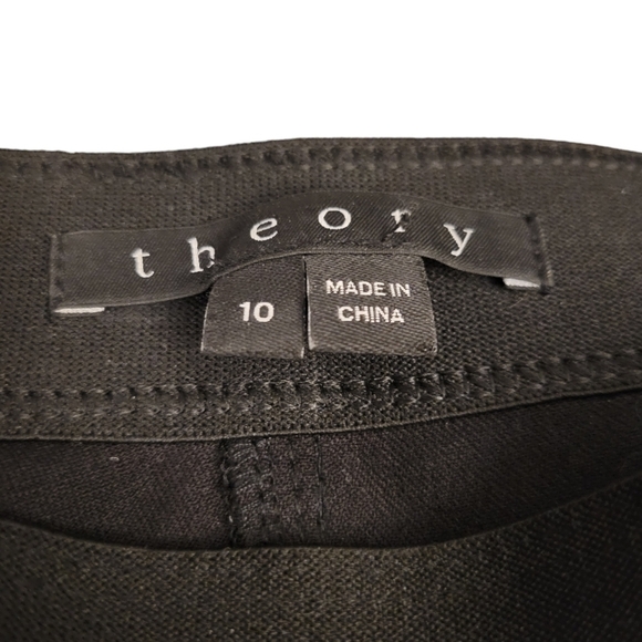 Theory 'Cullen' Lamb Leather and Twill Knit Pants Women's Size 10 Suede Leggings - Picture 3 of 12